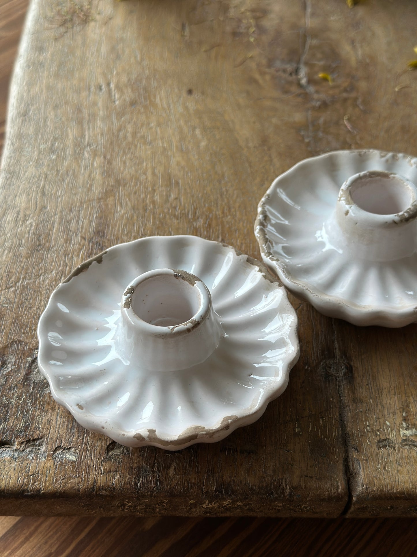 Kerzenhalter rund, Shabby aus Keramik