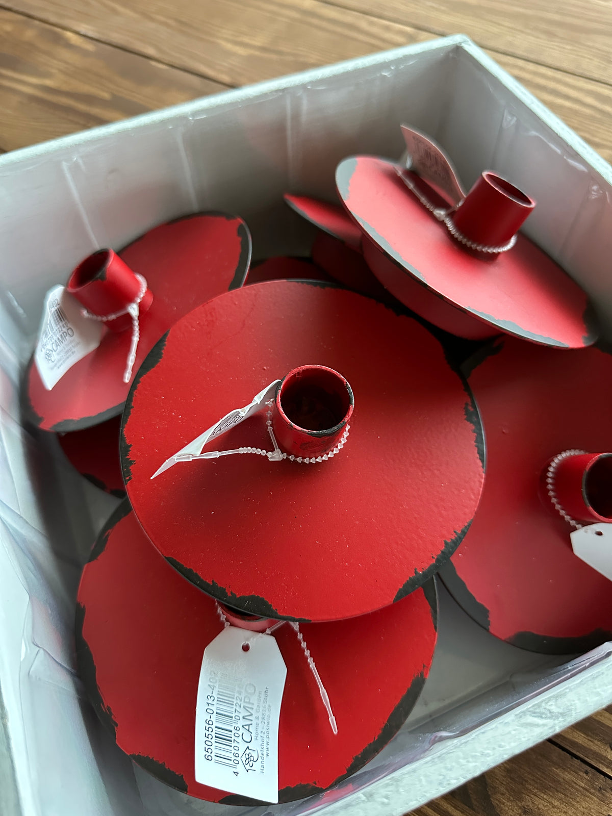 Kerzenhalter aus Metall, rot, Shabby