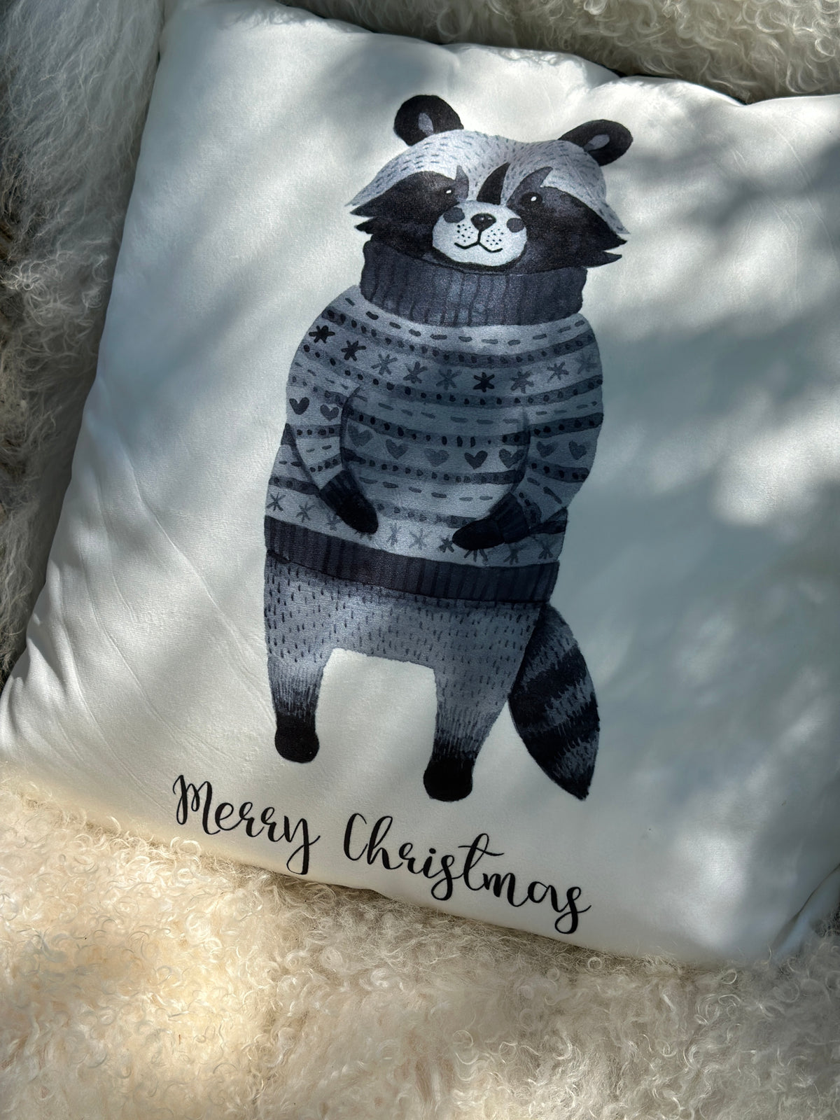 Kissen Waschbär 45x45cm.