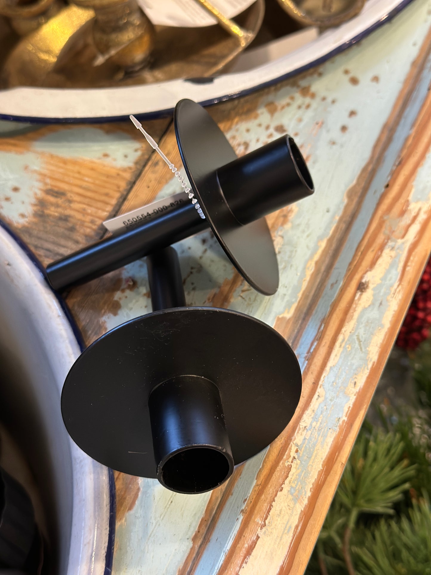 Kerzenhalter/ Flaschen-Kerzen-Halter, schwarz aus Metall