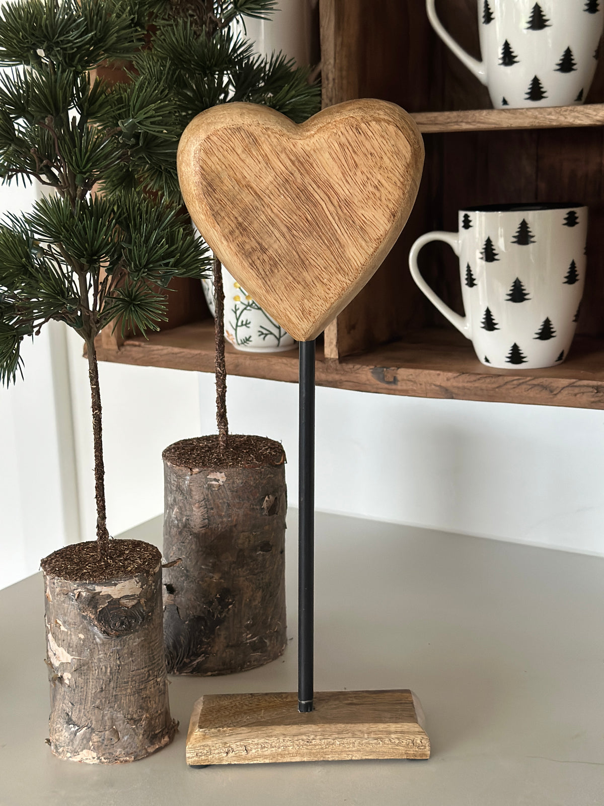 Herz Dekoration, Holz/ Metall