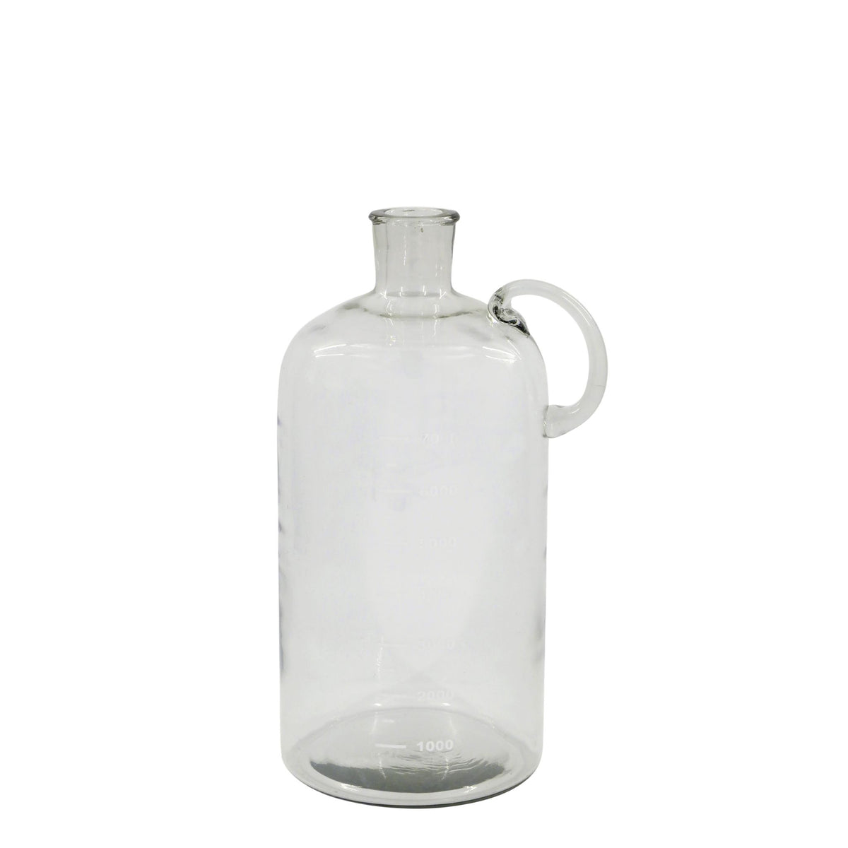 Flasche mit Messanzeige, durchsichtig/ klar H: 38cm. D: 18cm.